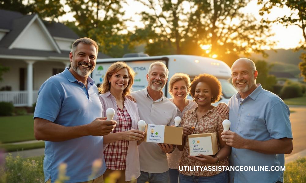 UETHDA staff assisting residents inside the Energy Assistance RV with energy-saving tools and advice.