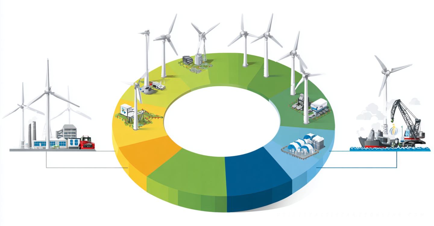 Infographic showing wind farm lifecycle stages and cost distribution