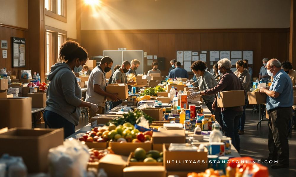 Church volunteers distributing emergency assistance to Houston families